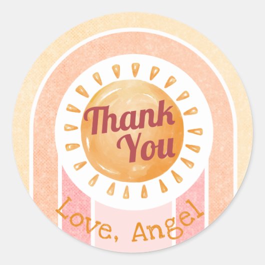 Sticker Rond Boho Sun Rainbow Girls Premier anniversaire (Devant)