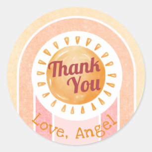 Sticker Rond Boho Sun Rainbow Girls Premier anniversaire