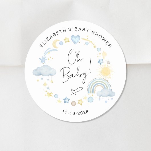 Sticker Rond Boho Sun Rainbow Oh Baby Boy Douche