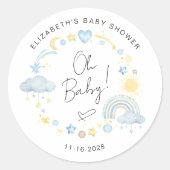 Sticker Rond Boho Sun Rainbow Oh Baby Boy Douche (Devant)