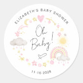 Sticker Rond Boho Sun Rainbow Oh Baby Girl Douche (Devant)