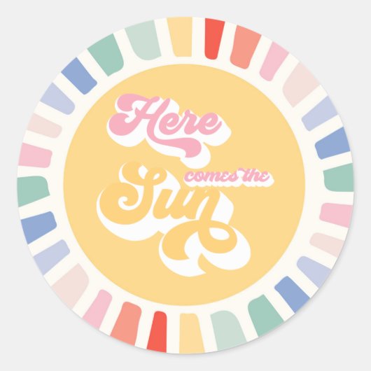 Sticker Rond Boho Sunshine 1er Voyage Autour Du Soleil Faveur (Devant)
