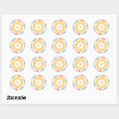 Sticker Rond Boho Sunshine Anniversaire Fête Adresse de retour (Feuille)