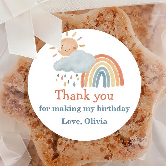 Sticker Rond Boho Sunshine fête d'anniversaire