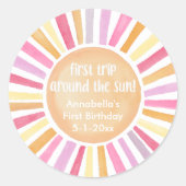 Sticker Rond Boho sunshine Premier voyage autour de l'anniversa (Devant)