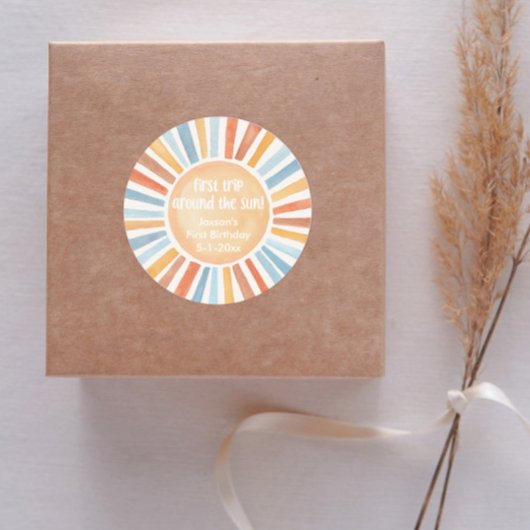 Sticker Rond Boho sunshine Premier voyage autour de l'anniversa