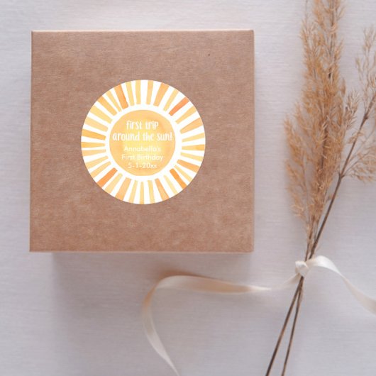 Sticker Rond Boho sunshine Premier voyage autour de l'anniversa