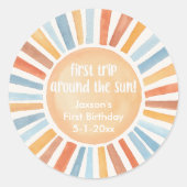 Sticker Rond Boho sunshine Premier voyage autour de l'anniversa (Devant)