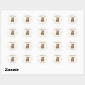 Sticker Rond Boho Teddy Bear On Attend Avec Impatience Bébé (Feuille)