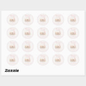 Sticker Rond Boho Teddy Bear rose Bearly Baby shower d'attente  (Feuille)