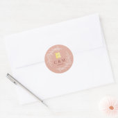 Sticker Rond Boho teintée feuille rose wreath moderne mariage c (Enveloppe)