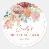 Sticker Rond Boho Terracotta & Blush Bridal Shower (Devant)