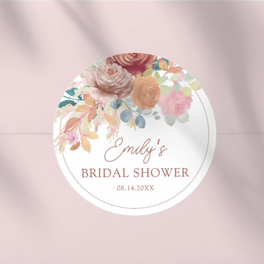 Sticker Rond Boho Terracotta & Blush Bridal Shower
