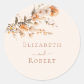 Sticker Rond Boho Terracotta brûlé Orange Mariage Fleur sauvage (Devant)