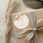 Sticker Rond Boho Terracotta brûlé Orange Mariage Fleur sauvage