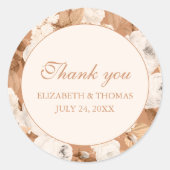 Sticker Rond Boho Terracotta et Merci de pivoines de crème (Devant)