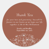 Sticker Rond Boho Terracotta Fleur sauvage Mariage Merci (Devant)