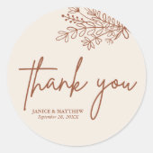 Sticker Rond Boho Terracotta Orange Brûlé Mariage Rustique (Devant)