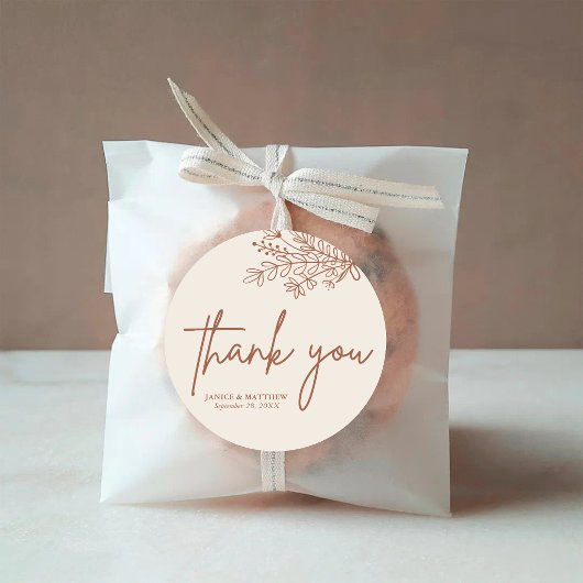 Sticker Rond Boho Terracotta Orange Brûlé Mariage Rustique