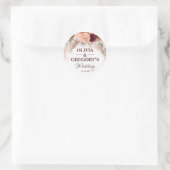 Sticker Rond Boho Terracotta Pampas Floral Bourgogne Mariage (Sac)