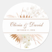 Sticker Rond Boho Terracotta Pampas Grass Orchid Mariage (Devant)