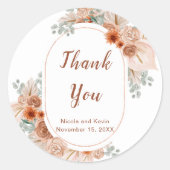 Sticker Rond Boho Terracotta Pampas Herbe (Devant)