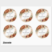 Sticker Rond Boho terracotta pampas verdure cuivre floral (Feuille)