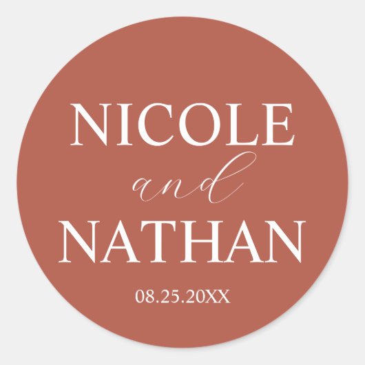 Sticker Rond Boho Terracotta Rust Earth Tone Mariage (Devant)