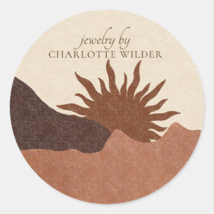 Sticker Rond Boho Terracotta Sable Bijoux artisanaux Abstraits