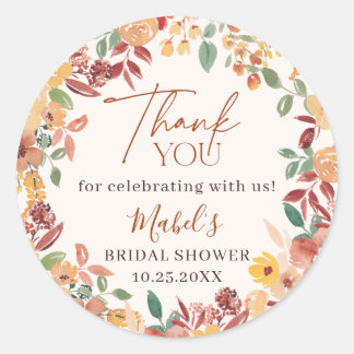 Sticker Rond Boho Tombez Amoureux Fleurs Peintes Merci