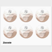 Sticker Rond Boho ton de terre chic Bijouterie Merci (Feuille)