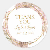 Sticker Rond Boho Tropical Botanical | Faveur du mariage Merci (Devant)