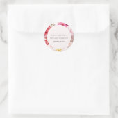 Sticker Rond Boho Tropical Vive Rouge Blush Floral Mariage (Sac)
