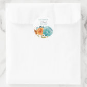 Sticker Rond Boho turquoise de floraux orange brûlés (Sac)