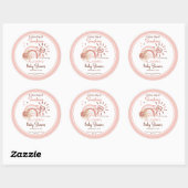 Sticker Rond Boho Un petit rayon de soleil Baby shower fille (Feuille)