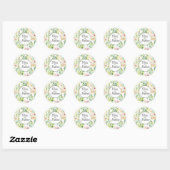 Sticker Rond Boho vert rose vert botanique fleurs sauvages (Feuille)