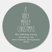 Sticker Rond Boho Vert Une Enveloppe De Noël Très Joyeuse (Devant)