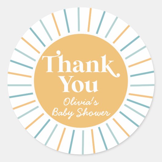 Sticker Rond Boho Voici le baby shower soleil Son (Devant)