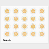 Sticker Rond Boho Voici le baby shower soleil Son (Feuille)