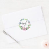 Sticker Rond Boho Watercolor Floral & Butterfly | MERCI (Enveloppe)