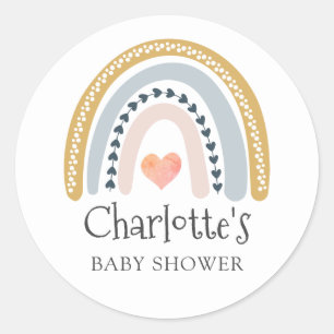 Sticker Rond Boho Watercolor Rainbow Baby shower