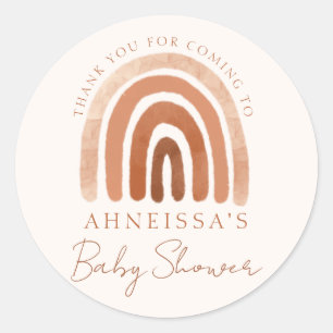 Sticker Rond Boho Watercolor Terracotta Rainbow Baby shower