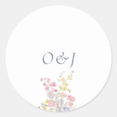 Sticker Rond Boho Wildflower Elegant Wedding (Devant)