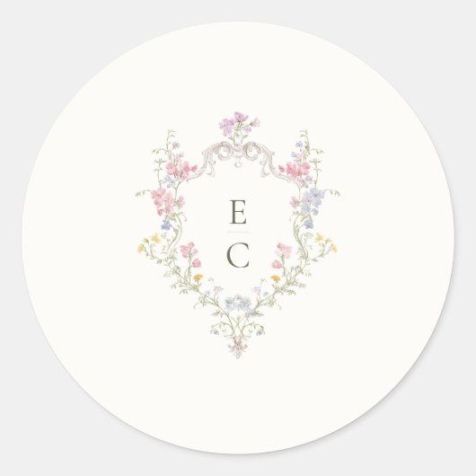 Sticker Rond Boho Wildflower Elegant Wedding (Devant)