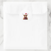 Sticker Rond Boho Xmas Christmas Highland Cow T-Shirt (2) (Sac)