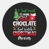 Sticker Rond Boire Chocolat Chaud Et Regarder Les Films De Vaca (Devant)
