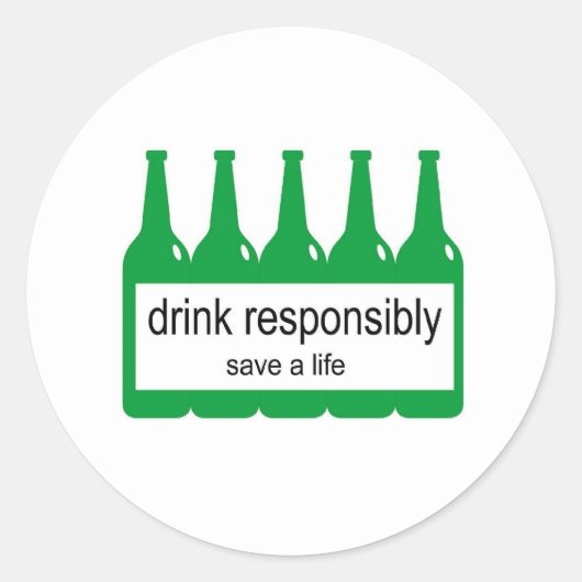 Sticker Rond Boire de manière responsable - Sauver une vie (Devant)