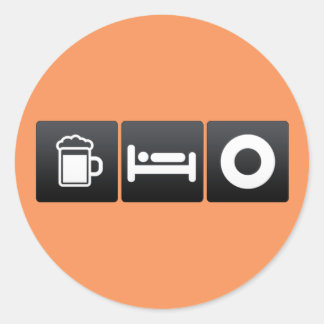 Sticker Rond Boire, dormir et disques de vinyle