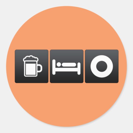 Sticker Rond Boire, dormir et disques de vinyle (Devant)