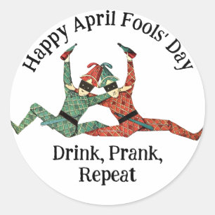 Sticker Rond Boire Jesters April Fools Day